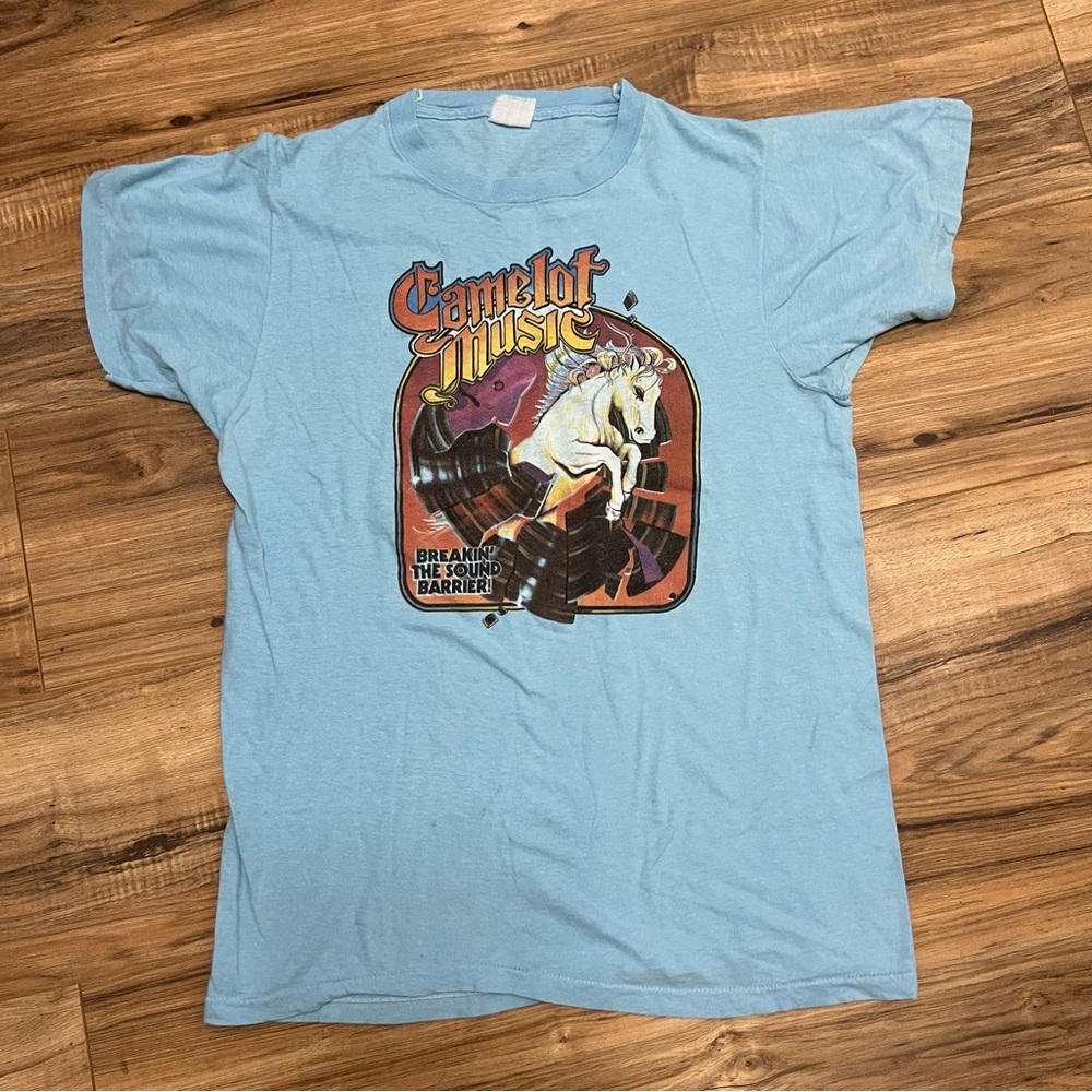 Vintage 70s Camilot Music Breaking The Sound Barrier Tee Shirt Women Sz M